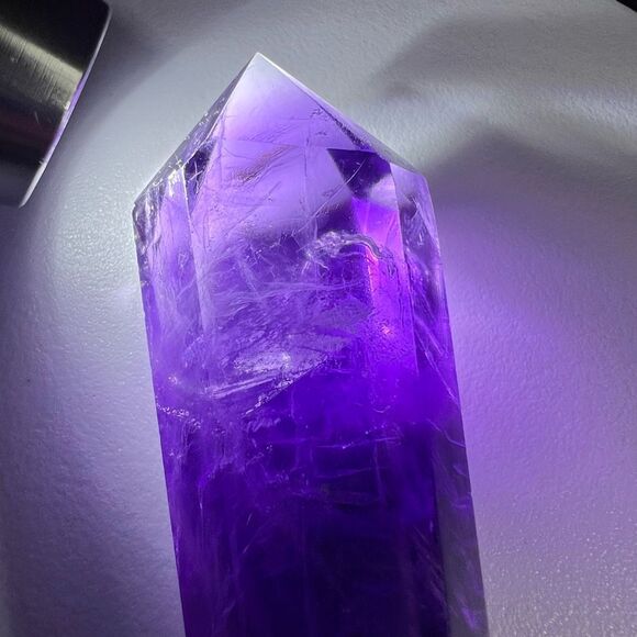 Amethyst Crystal Scepter Meditation Wand with Unique Fingerprint Inclusions (2) - Picture 9 of 13